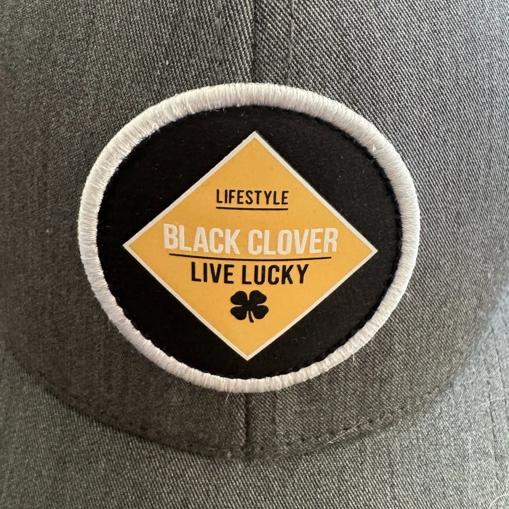 Mens Black Clover Gray and Black Trucker Hat - Picture 2 of 12